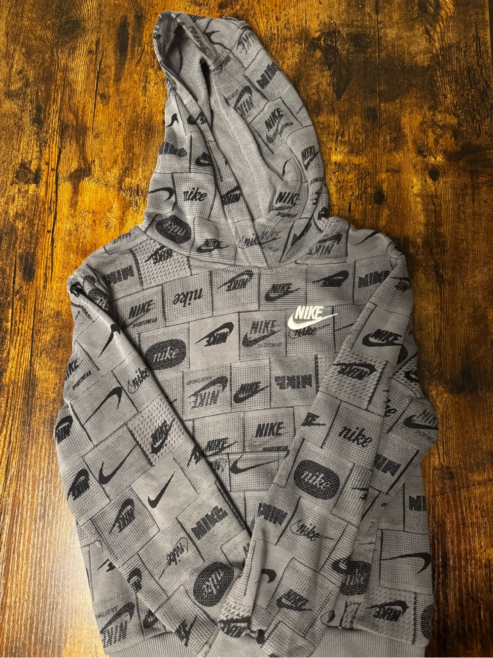 Nike Grey All-Over Logo Hoodie